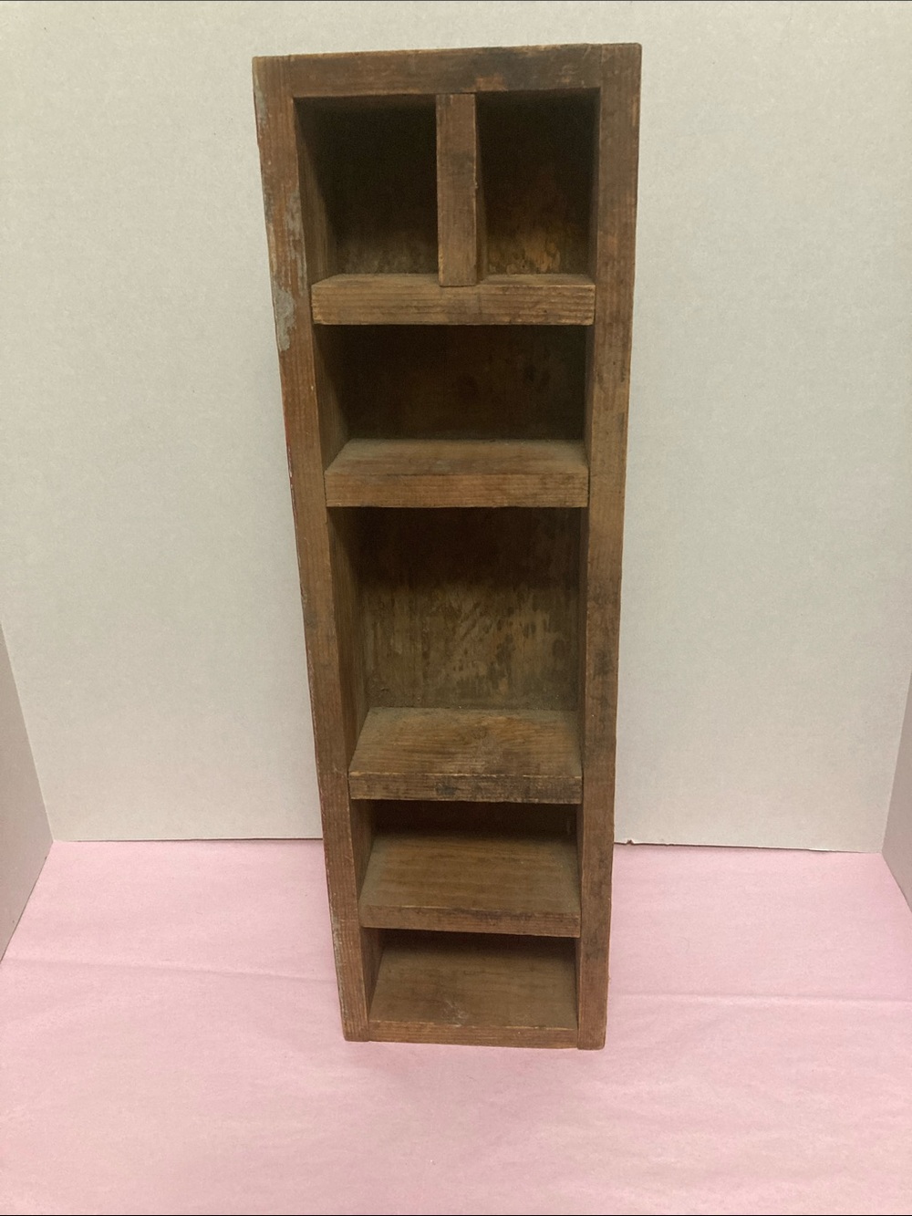 Antique handmade wood shelf free standing  collectibles miniatures primitive